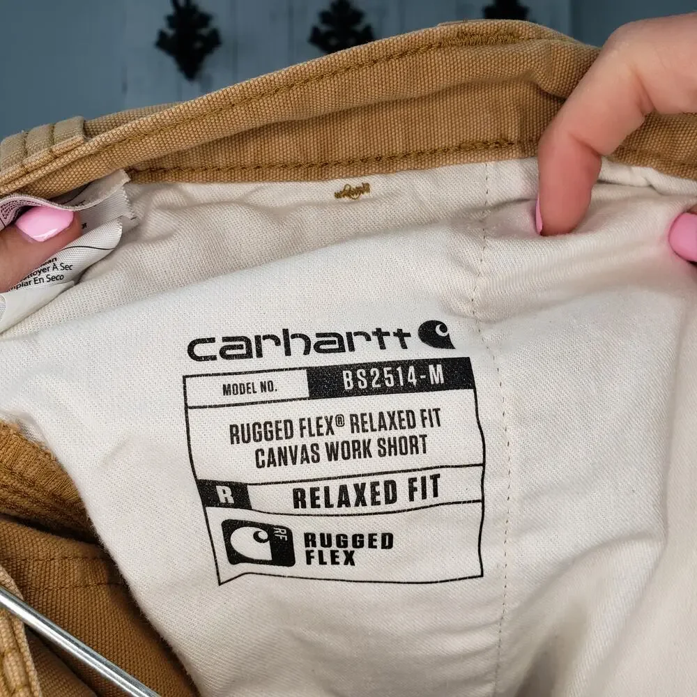 Carhartt Rugged Flex Work Shorts 38 Tan Canvas Utility Durable Outdoor